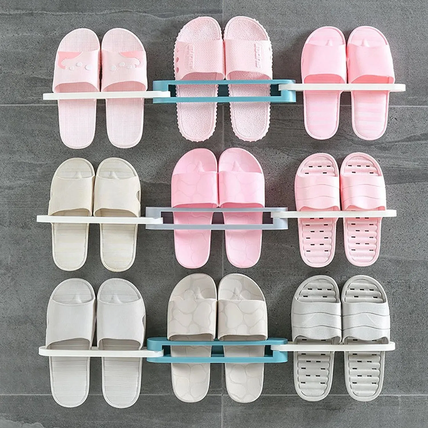 1122A Plastic Folding Shoe Rack Organizer with Wall Mounted