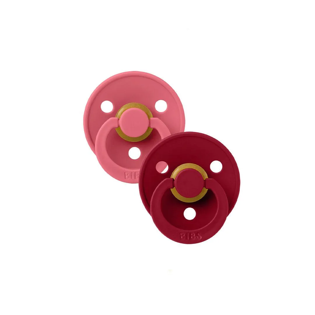 BIBS Colour Latex Pacifiers - Coral/Ruby - 2 Pack