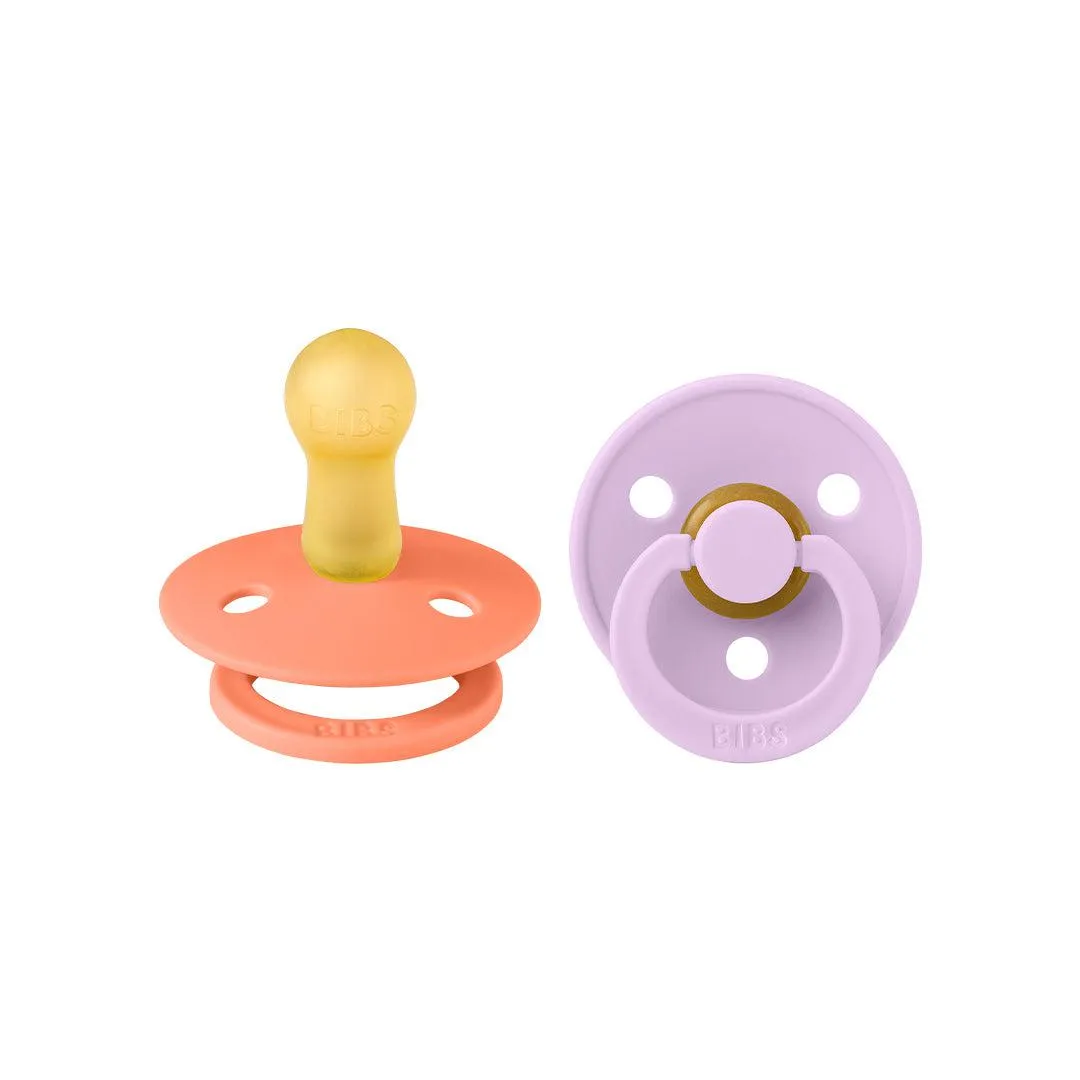 BIBS Colour Latex Pacifiers - Papaya   Violet Sky - 2 Pack