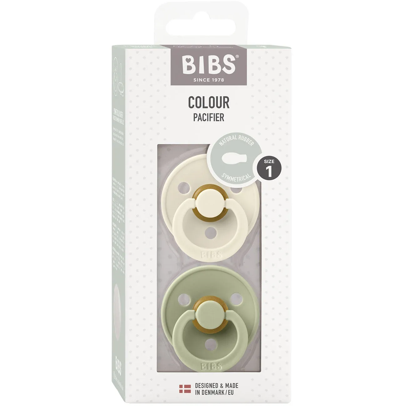 Bibs Colour Latex Symmetrical Pacifier 2-pack Ivory/Sage