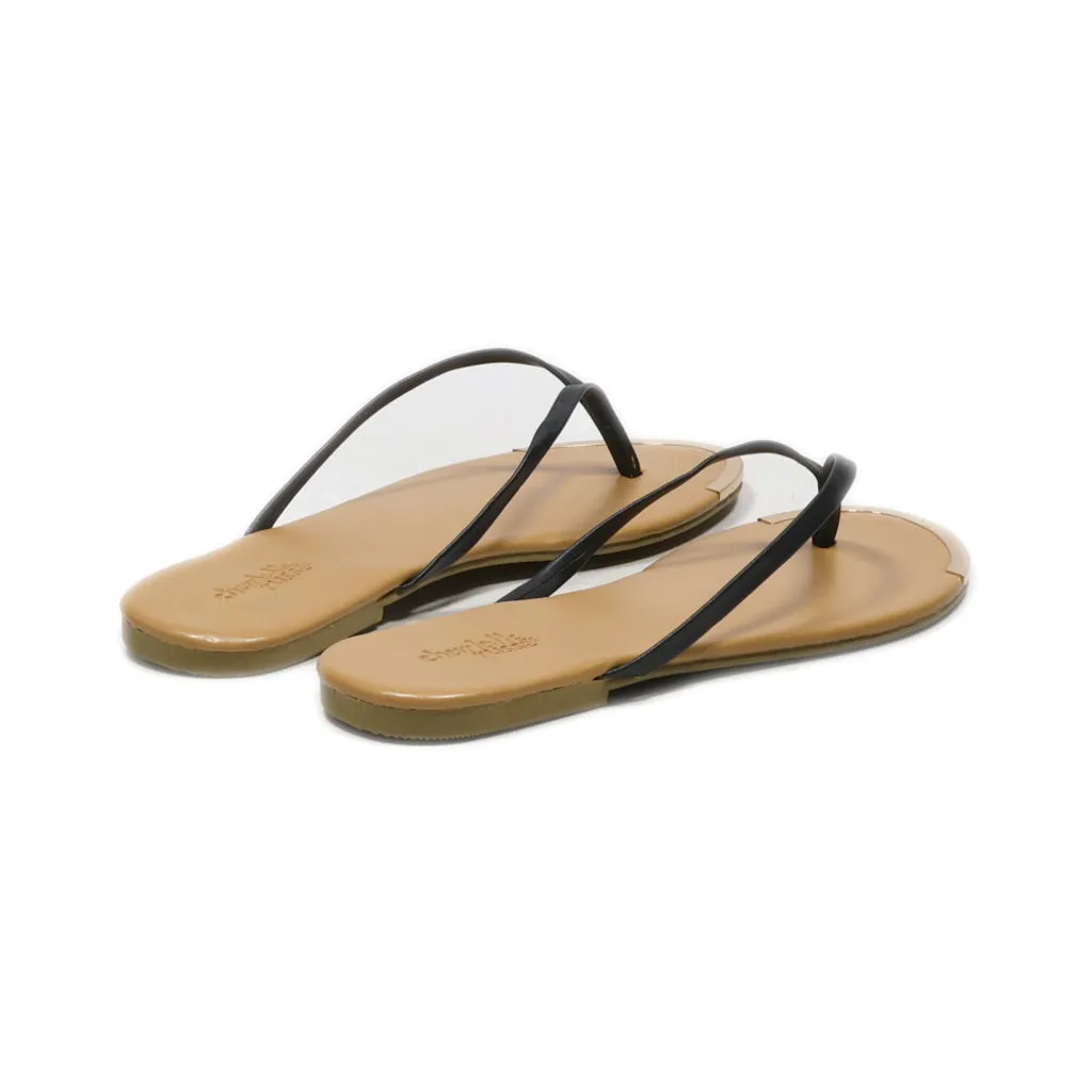 Charlotte Russe Flip Flops Leather Black Colour For Women