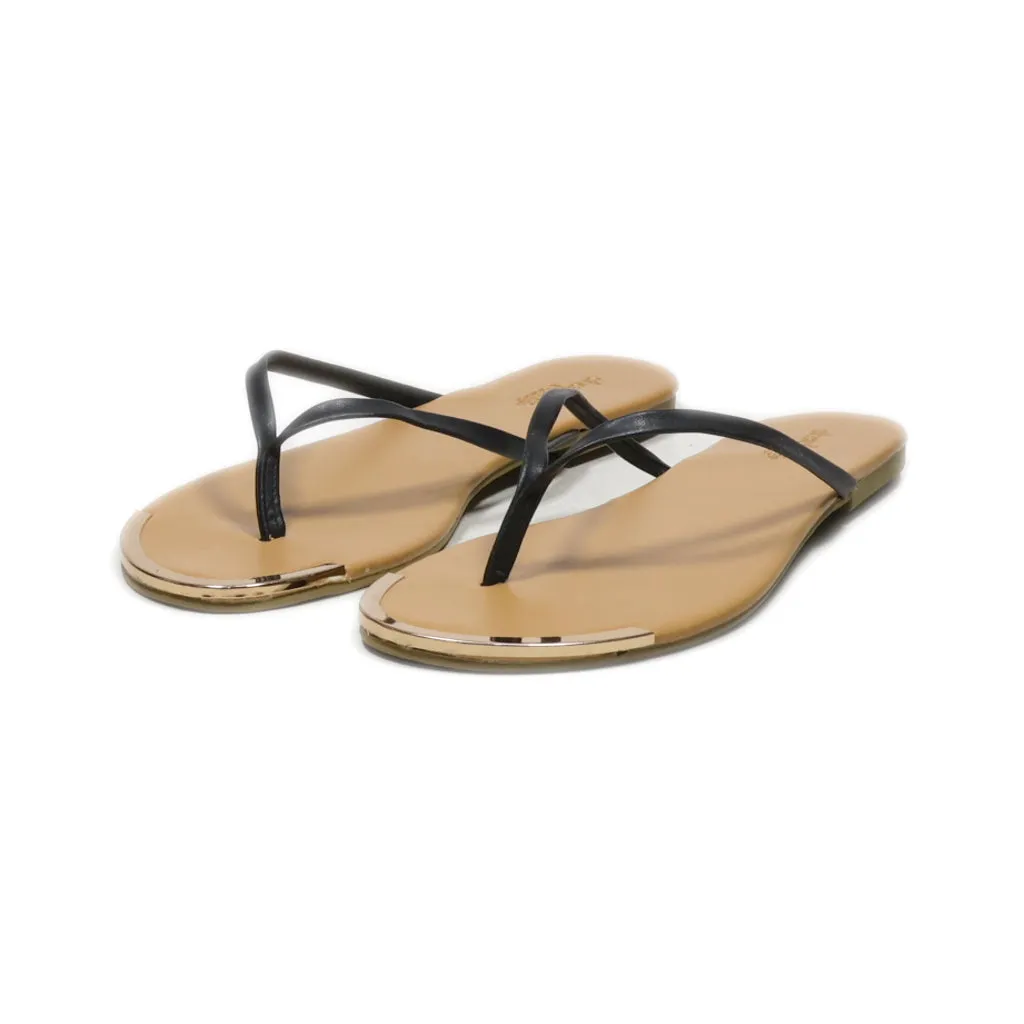 Charlotte Russe Flip Flops Leather Black Colour For Women