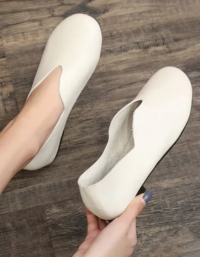 Comfortable Soft Leather Retro Flat Shoes 35-43