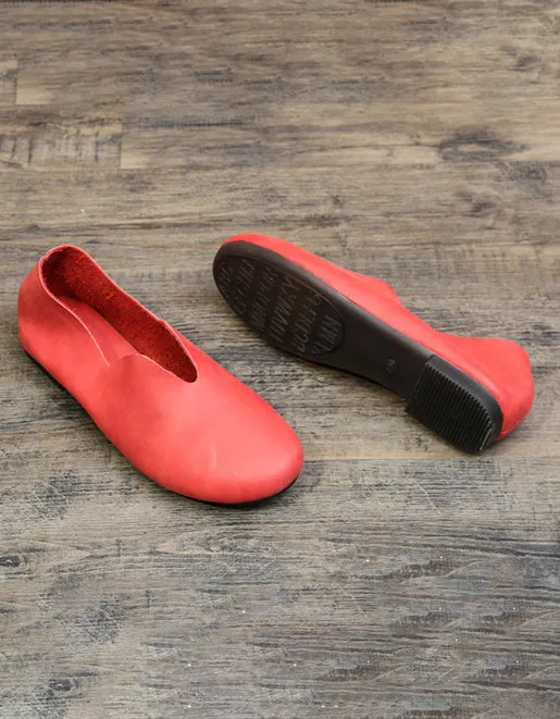 Comfortable Soft Leather Retro Flat Shoes 35-43