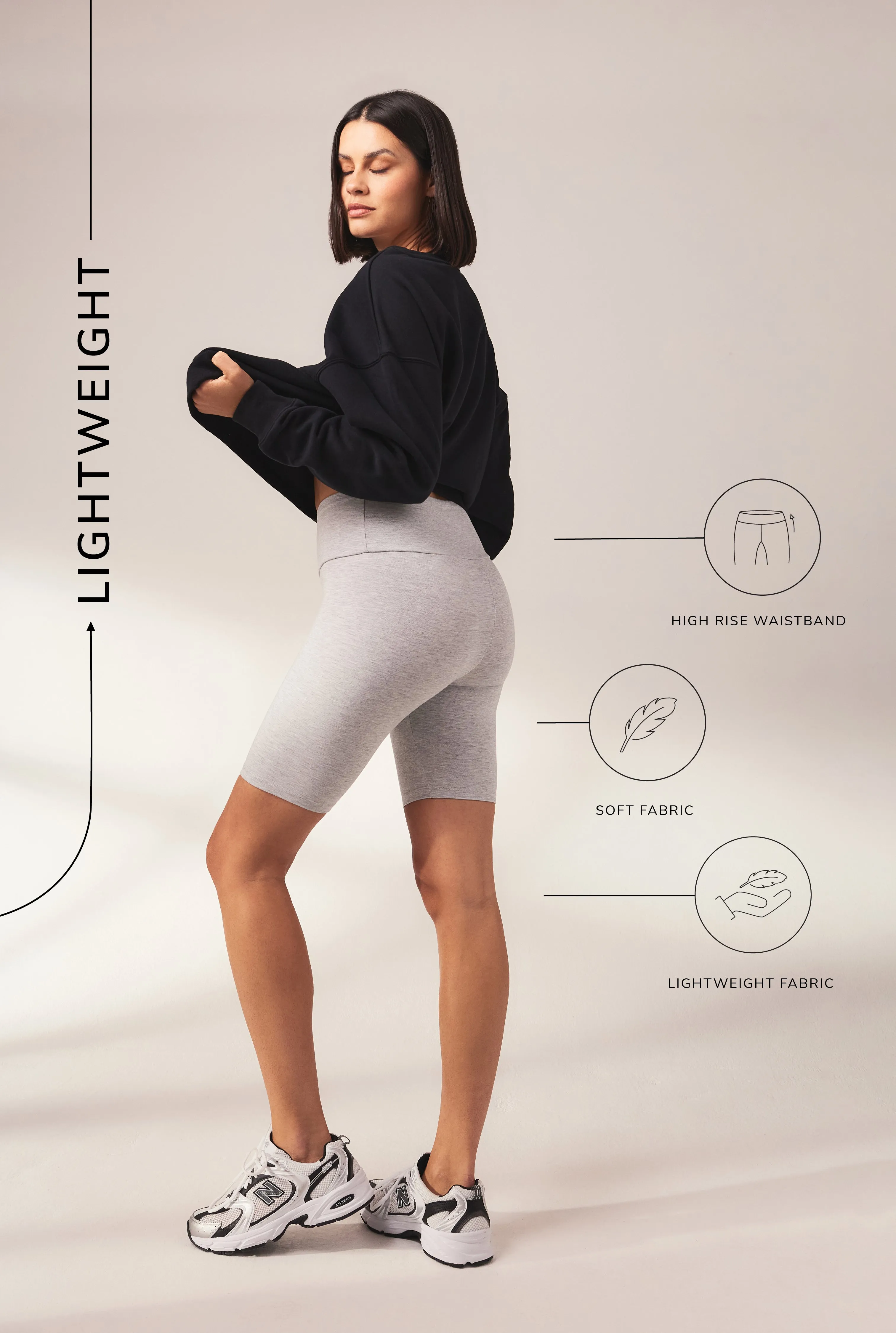 Curve Lightweight Everyday Cycling Shorts - Light Grey Marl