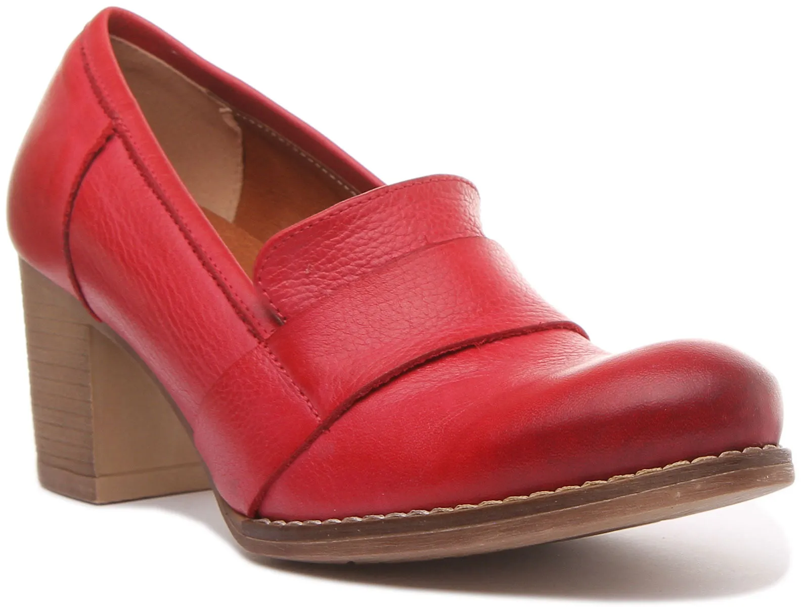 Dahlia Slip On Heeled Loafer in Red