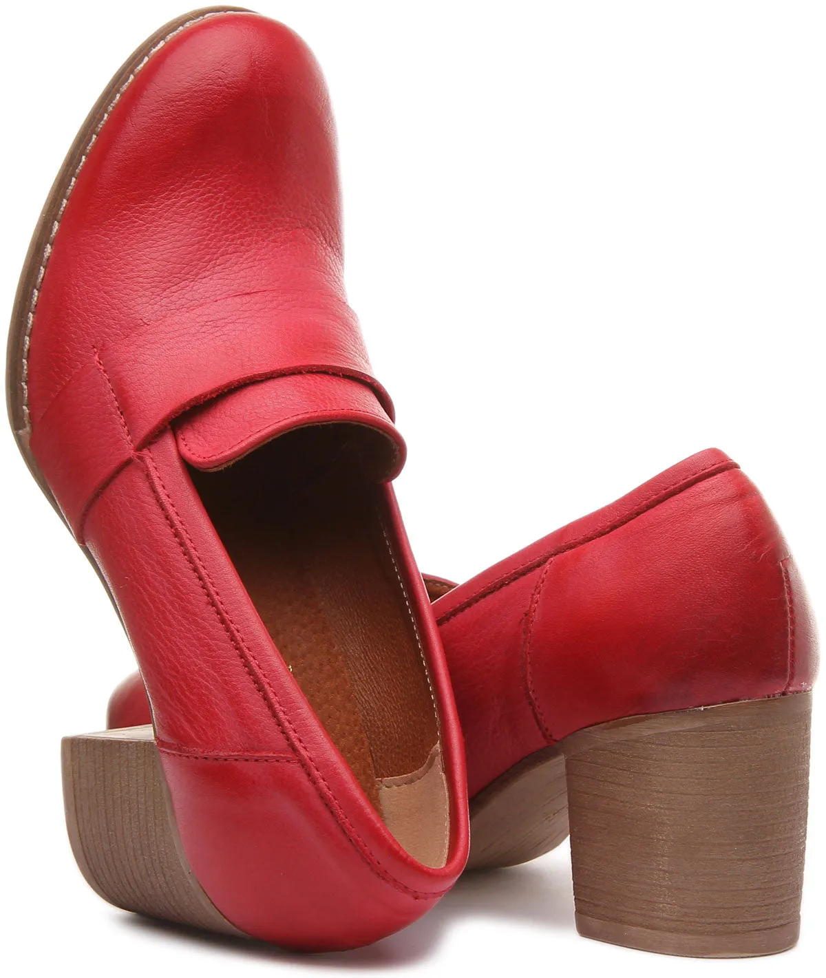 Dahlia Slip On Heeled Loafer in Red