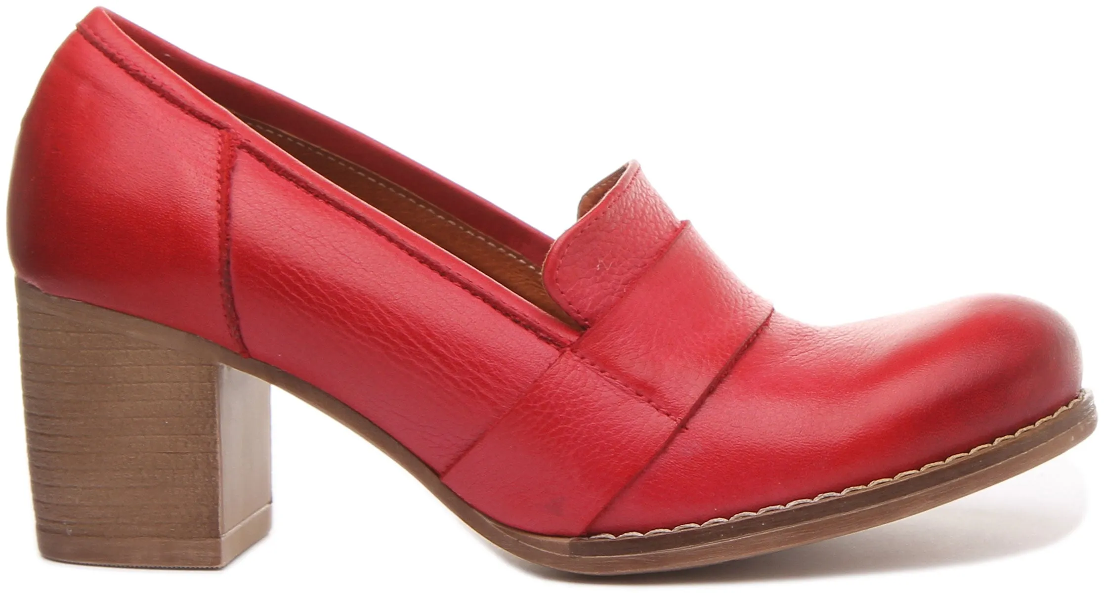 Dahlia Slip On Heeled Loafer in Red