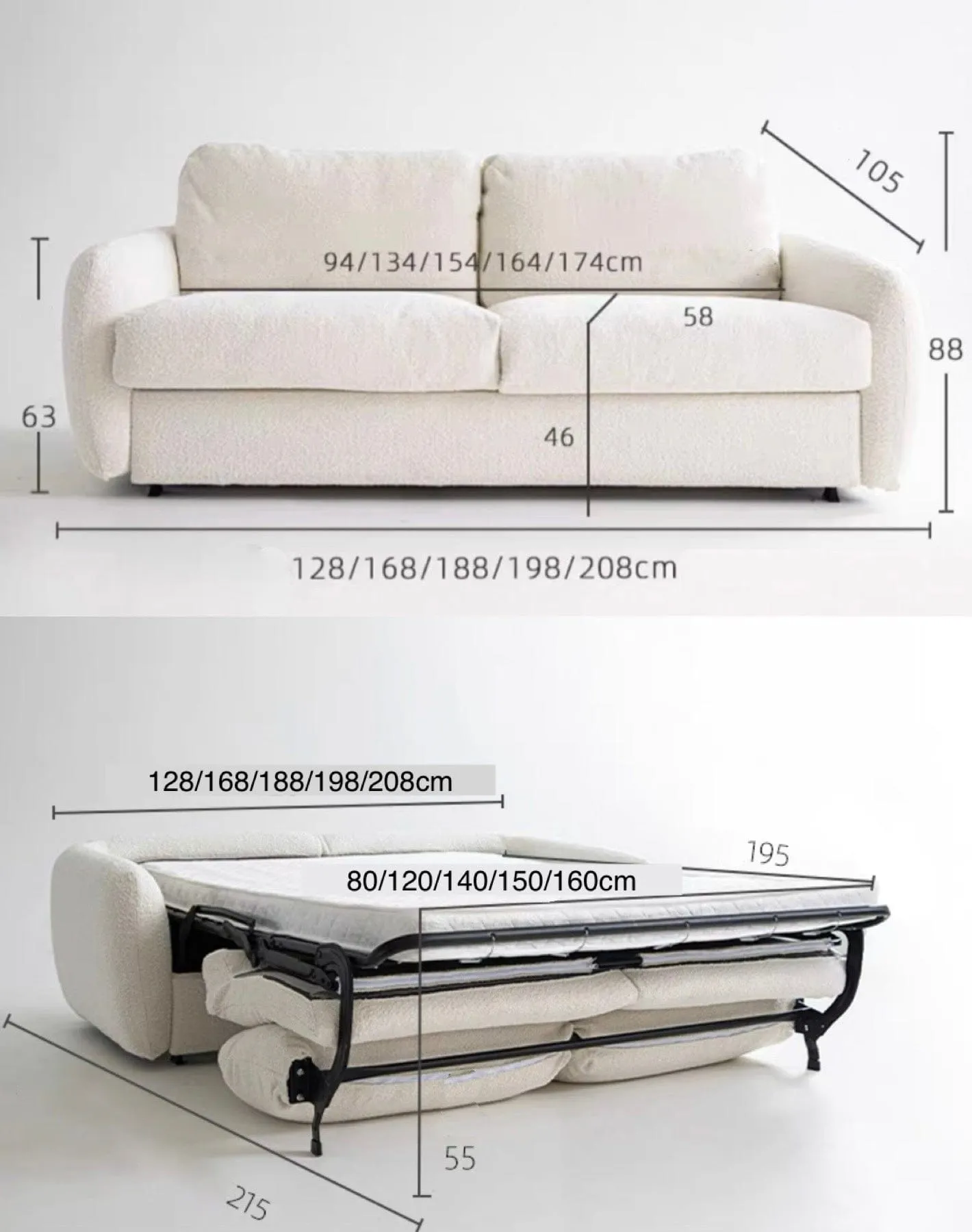 Gabriela Boucle Foldable Sofa Bed