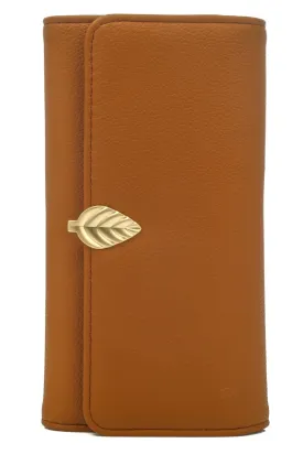 Golden Leaf Clasp Wallet In Black Or Brown