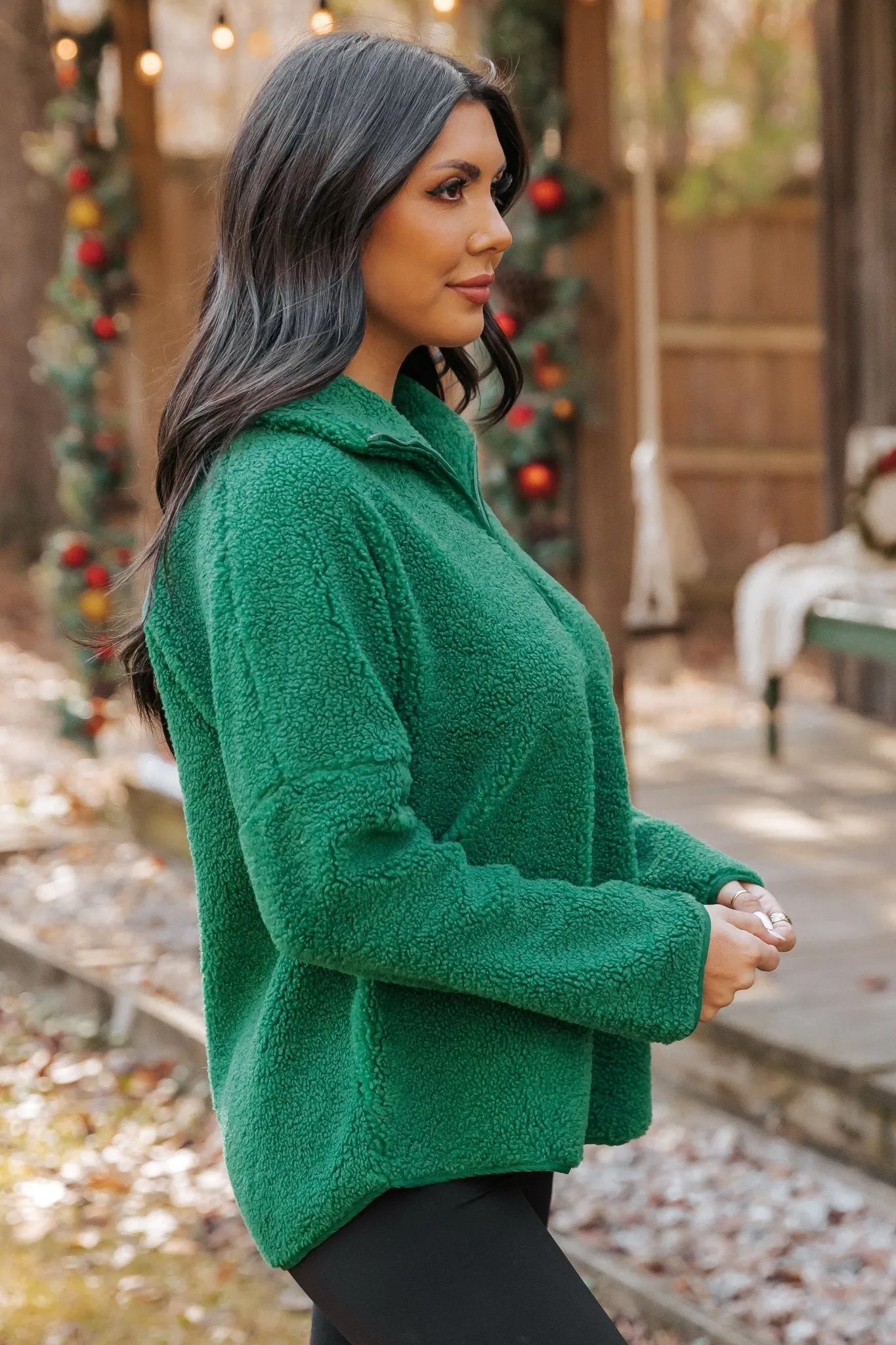 Green Sherpa Zip Up Jacket