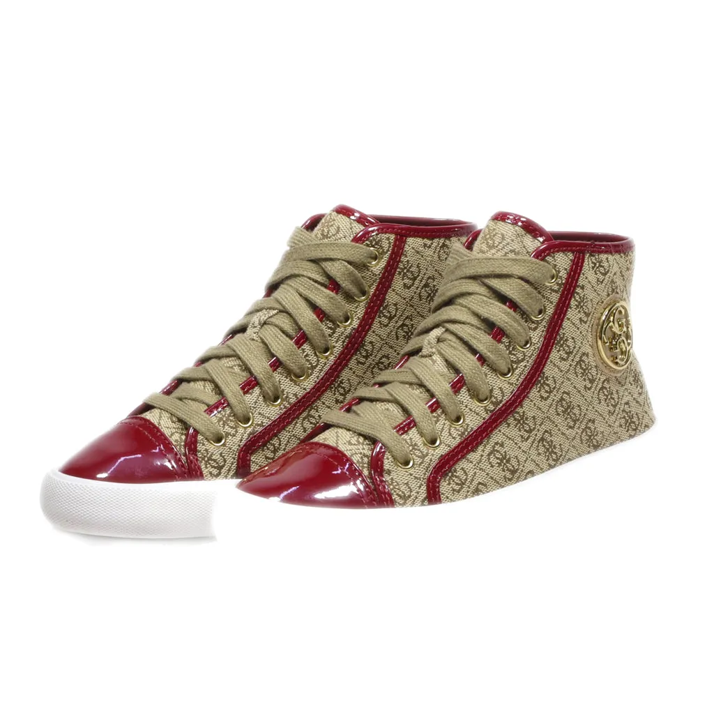 Guess High-Top Sneakers Leather Red Colour For Women