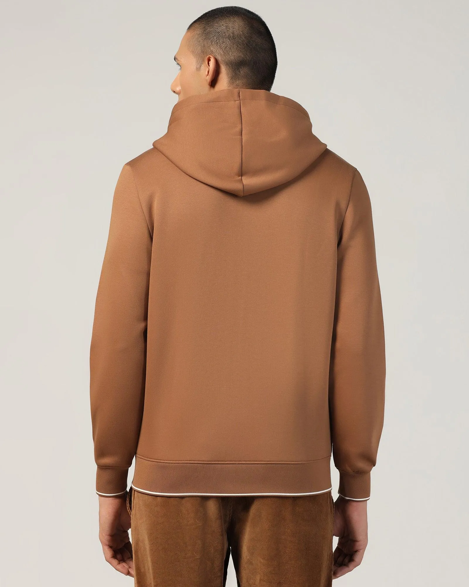 Hoodie Tobacco Brown Solid Sweatshirt - Morgo