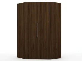 Mulberry 2.0 Modern Corner Wardrobe Closet with 2 Hanging Rods in Brown