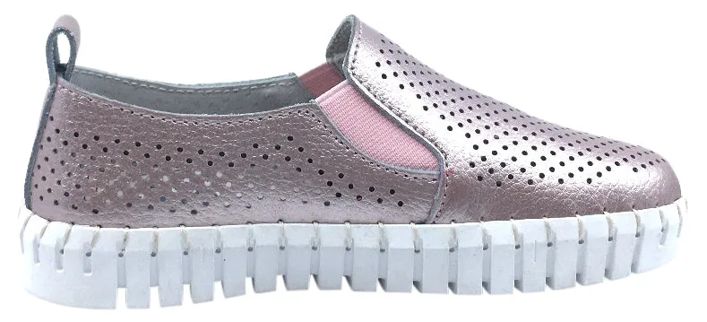 My Brooklyn Girl's Metallic Pink Leather Coney Island Sneaker