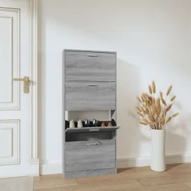 Shoe Cabinet Grey Sonoma 59x17x150 cm Engineered Wood