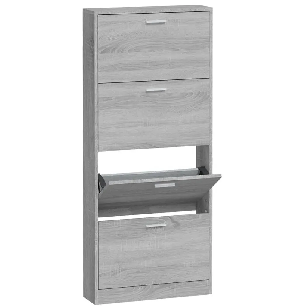 Shoe Cabinet Grey Sonoma 59x17x150 cm Engineered Wood