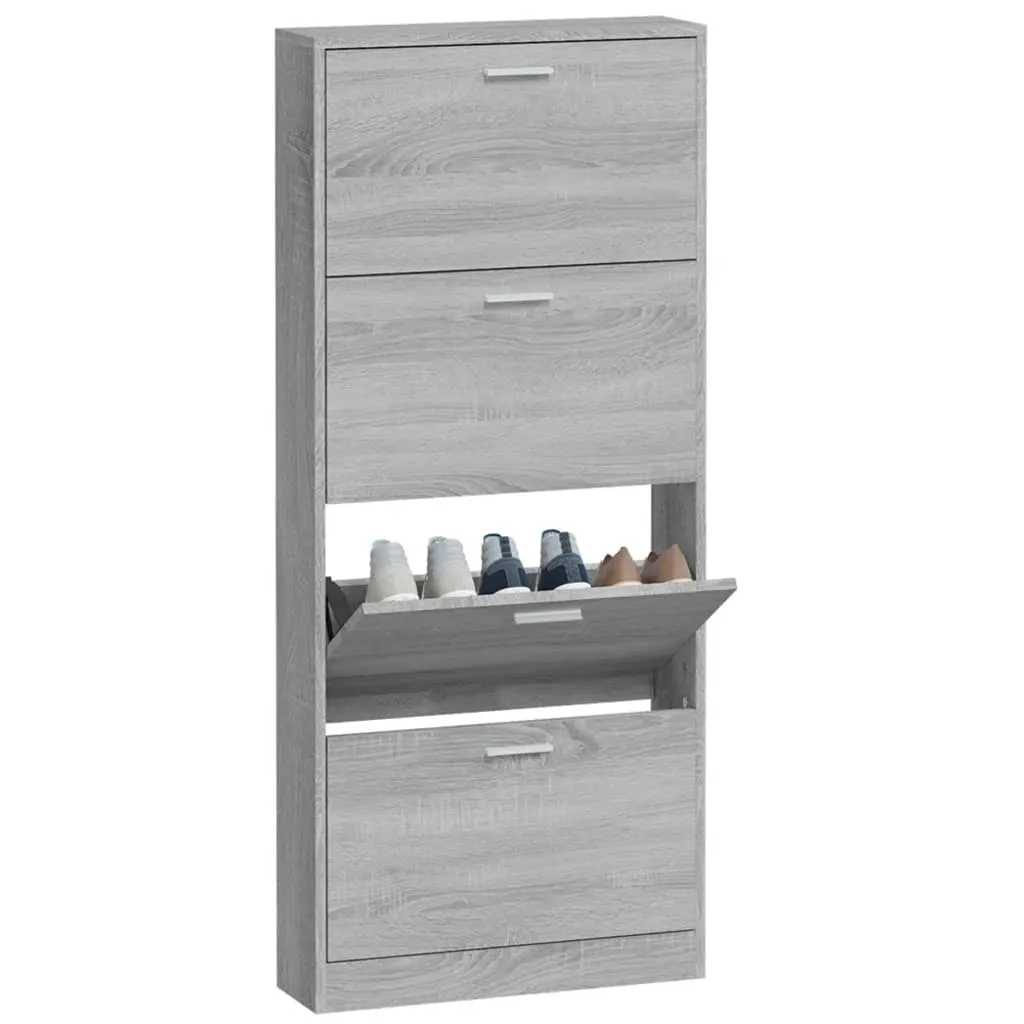 Shoe Cabinet Grey Sonoma 59x17x150 cm Engineered Wood