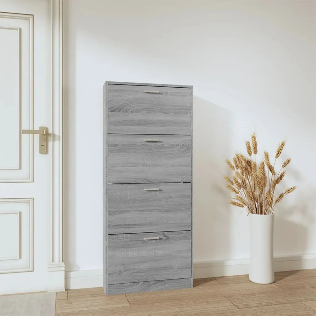 Shoe Cabinet Grey Sonoma 59x17x150 cm Engineered Wood