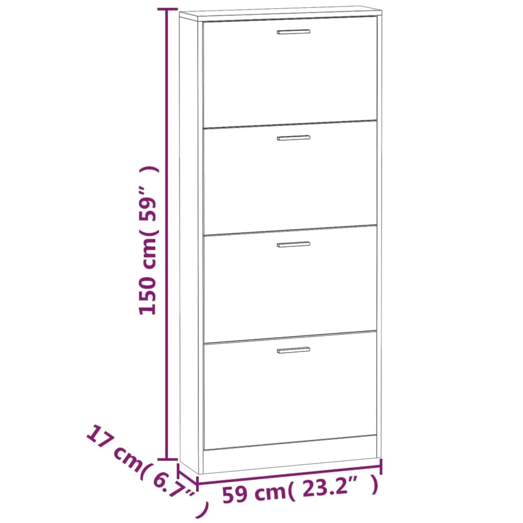 Shoe Cabinet Grey Sonoma 59x17x150 cm Engineered Wood