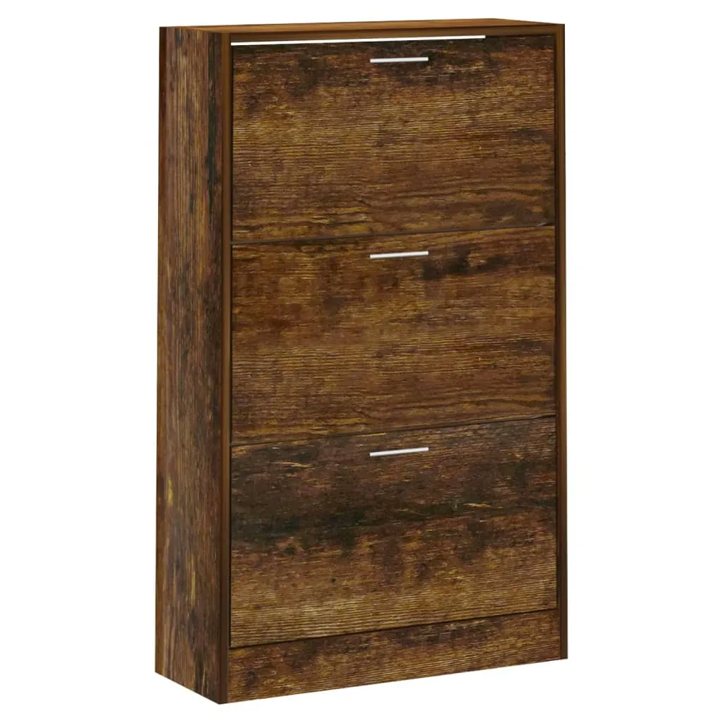 Shoe Cabinet Smoked Oak 63x24x103 cm Engineered Wood