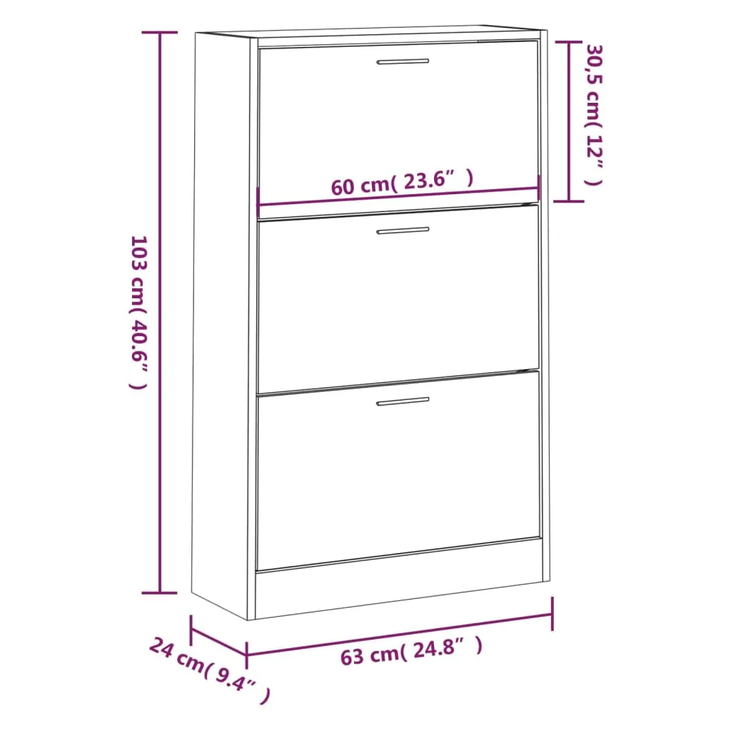 Shoe Cabinet Smoked Oak 63x24x103 cm Engineered Wood