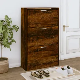 Shoe Cabinet Smoked Oak 63x24x103 cm Engineered Wood