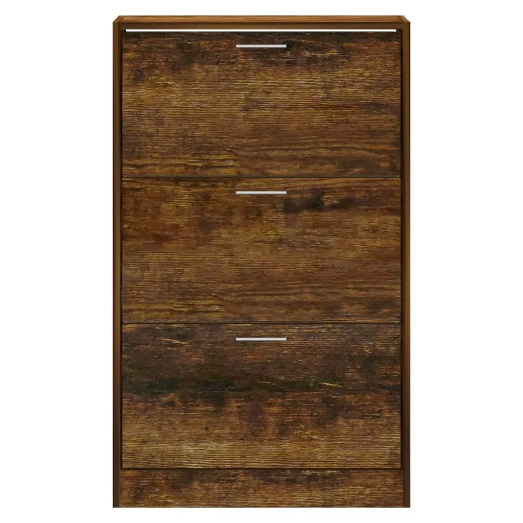 Shoe Cabinet Smoked Oak 63x24x103 cm Engineered Wood