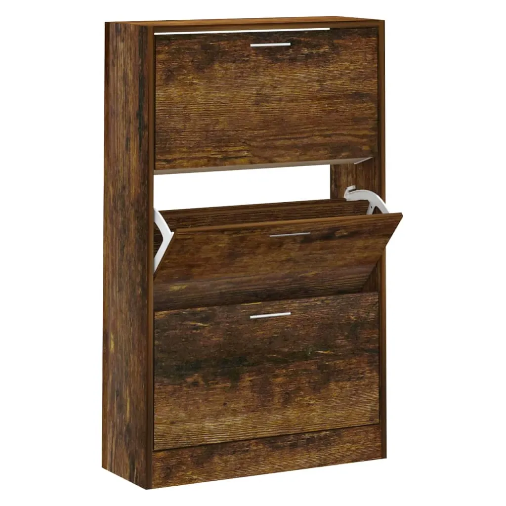 Shoe Cabinet Smoked Oak 63x24x103 cm Engineered Wood