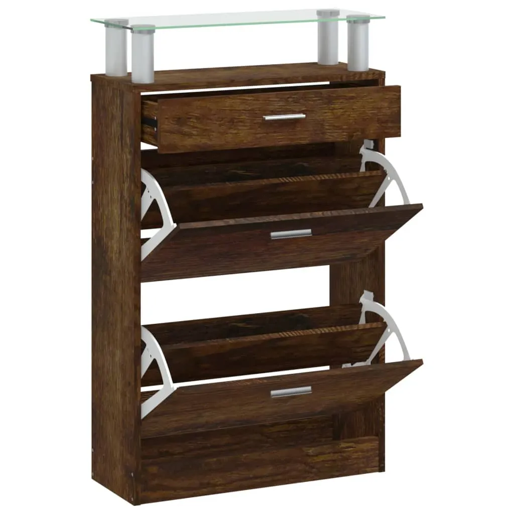 Shoe Cabinet Smoked Oak 63x24x104 cm Engineered Wood