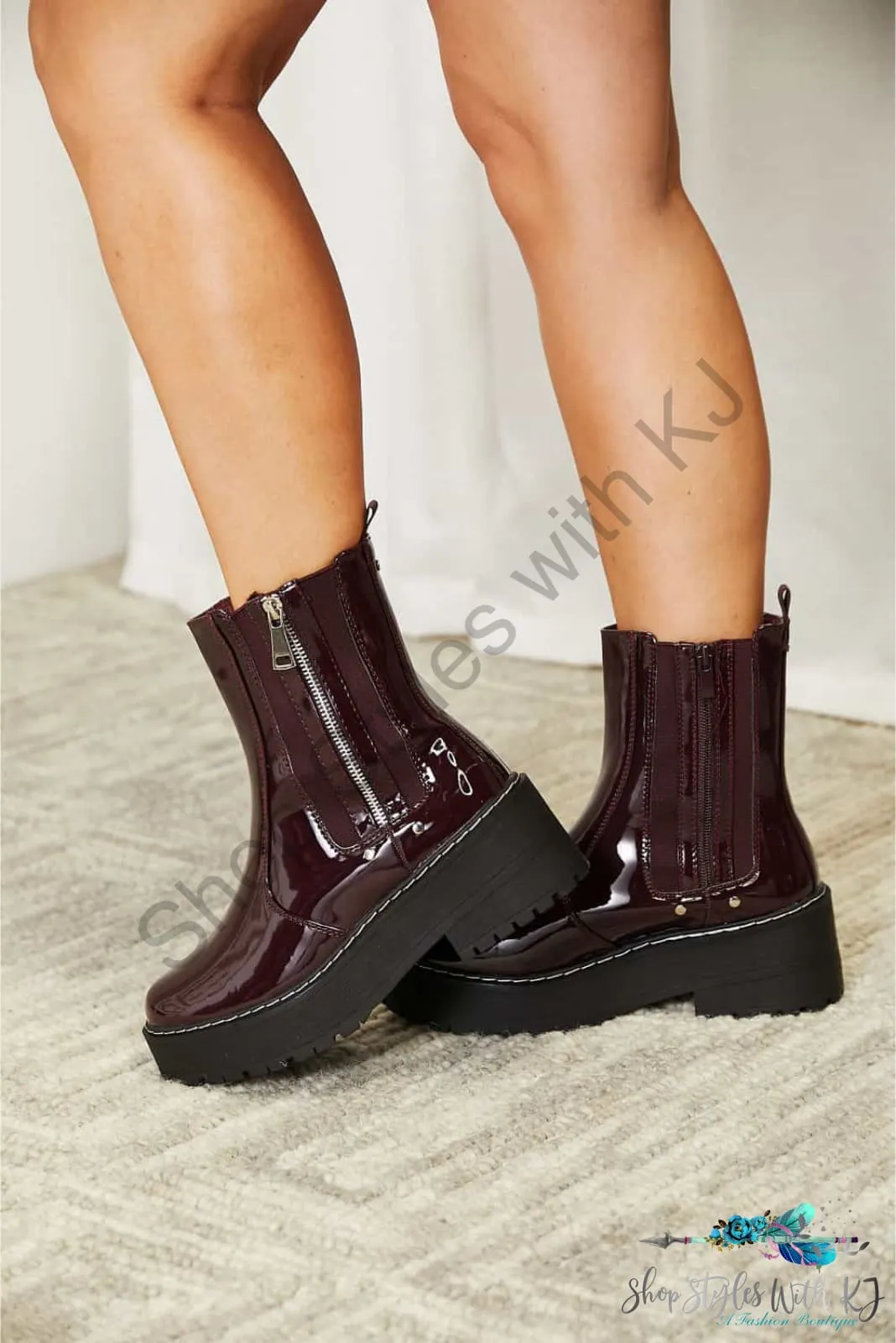 Side Zip Platform Boots