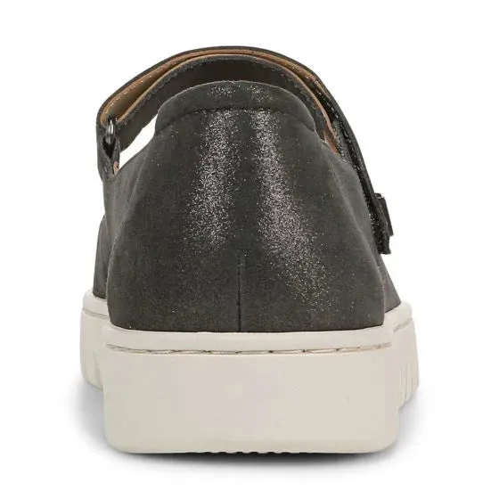 Uptown Mary Jane Flat Charcoal Shimmer Leather