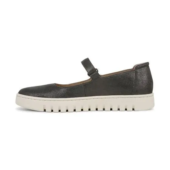 Uptown Mary Jane Flat Charcoal Shimmer Leather