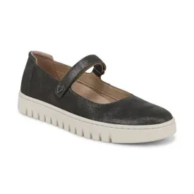 Uptown Mary Jane Flat Charcoal Shimmer Leather