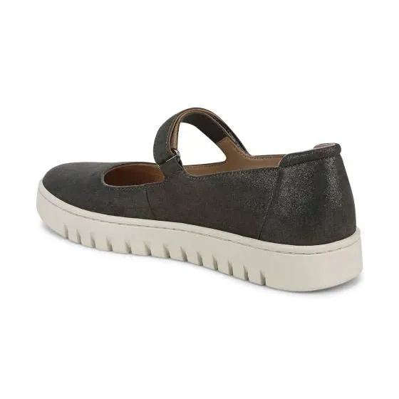 Uptown Mary Jane Flat Charcoal Shimmer Leather