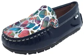 Venettini Girl's Gordy Navy Patent/Fuxia Stone Slip-On Moc