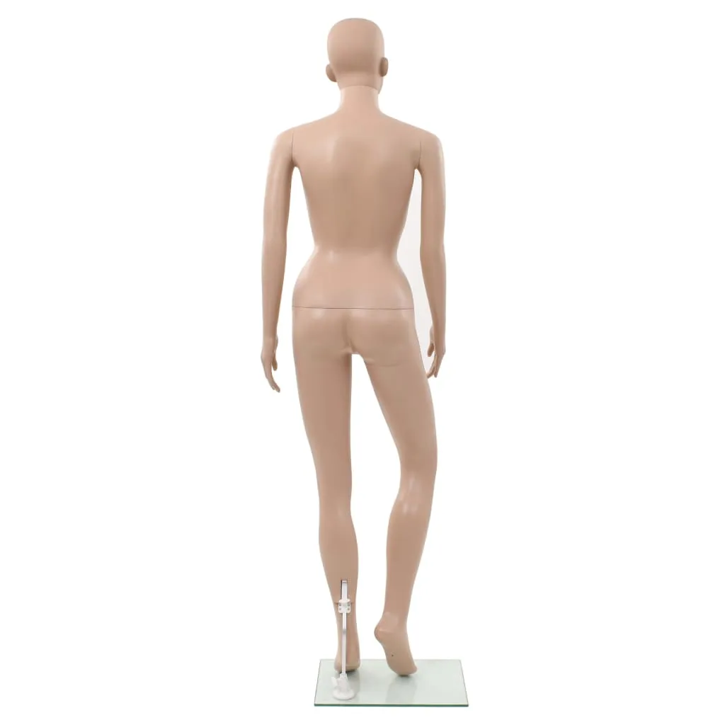 vidaXL Female Mannequin with Glass Base Beige 180 cm