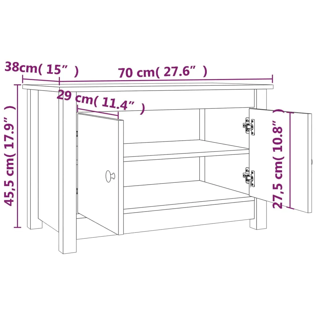 vidaXL Shoe Cabinet 70x38x45.5 cm Solid Wood Pine