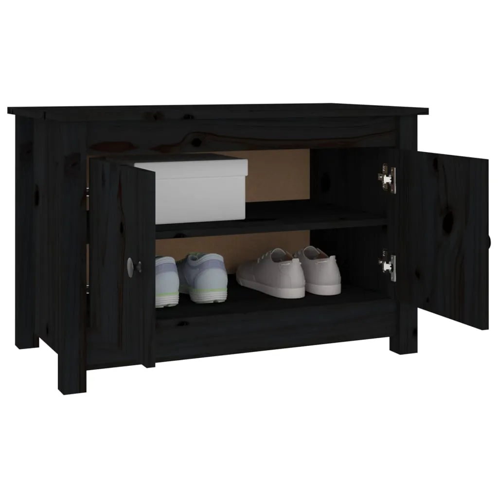 vidaXL Shoe Cabinet Black 70x38x45.5 cm Solid Wood Pine