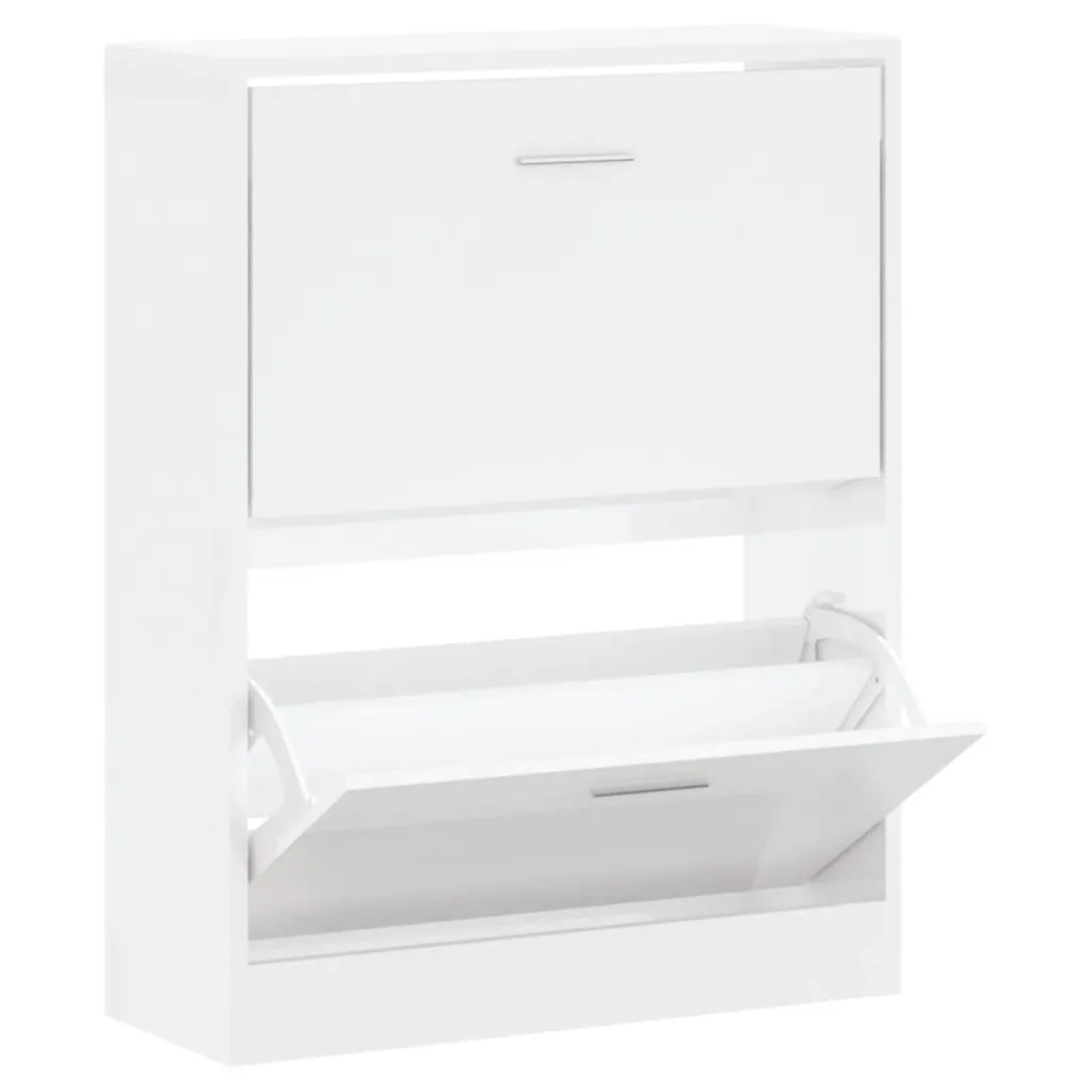 vidaXL Shoe Cabinet High Gloss White 63x24x81 cm Engineered Wood